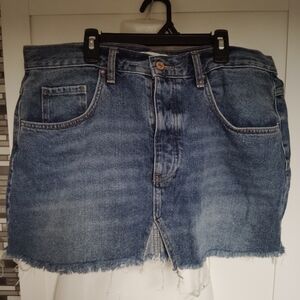 Forever 21 Raw Hem Button Up Mini Skirt Sz-30